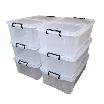 6 x 50L Smart Storage Boxes, Clear with Clear Extra Strong Lids ...