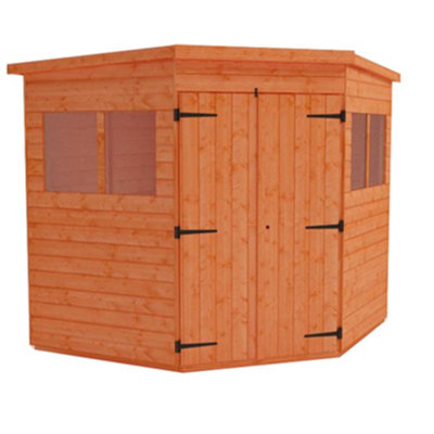 6 x 6 (1.75m x 1.75m) Wooden Tongue & Groove CORNER - PENT Garden Shed - Double Doors (12mm T&G Floor & Roof) (6ft x 6ft) (6x6)