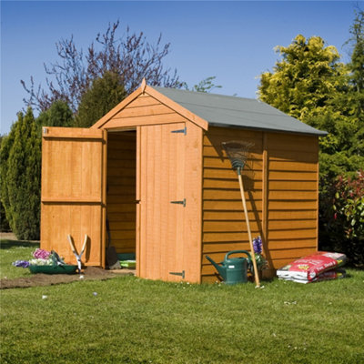 6 x 6 (1.76m x 1.82m) - Dip Treated Overlap - Apex Garden Shed - Windowless - Double Doors