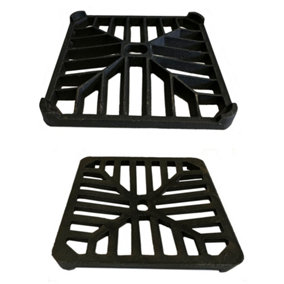 6" x 6" 152mm x 152mm 9mm Thick Square Cast Iron Gully Grid Grate Heavy Duty Drain Cover Black Satin Finish