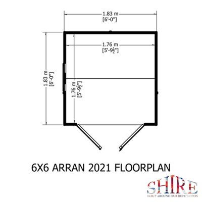 6 x 6 Feet Arran Double Doors - Oriented Strand Board (OSB) - Garden Shed Workshop - 9