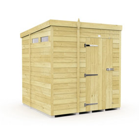 6 x 6 Feet Pent Security Shed - Single Door - Wood - L178 x W185 x H201 cm