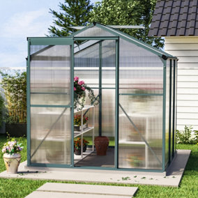 6 x 6 ft Aluminium Framed Polycarbonate Greenhouse Green House with Window Opening