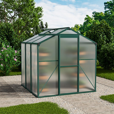 6 x 6 ft Aluminium Framed Polycarbonate Greenhouse Green House with Window Opening