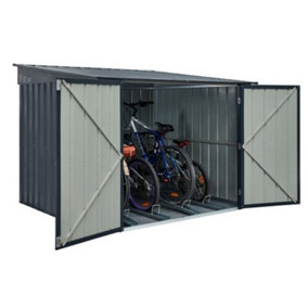 6 x 6 Pent Metal Bike Store / Garden Shed - Anthracite Grey (6ft x 6ft / 6' x 6' / 2.1m x 2.0m)