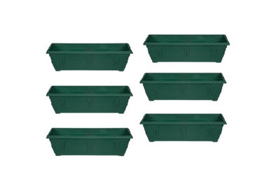 6 x 60cm Slim Plastic Venetian Window Box Trough Planter Pot Green Colour