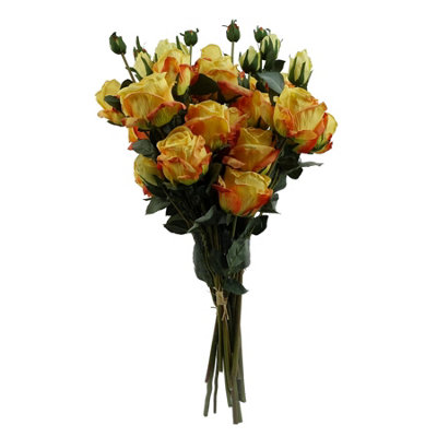 6 x 60cm Yellow Rose Artificial Flowers DIY at B&Q