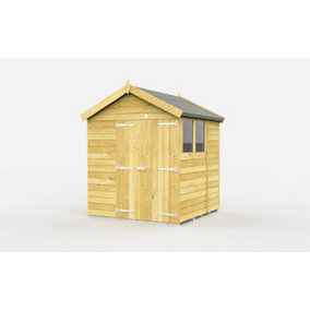 6 x 7 Feet Apex Shed - Double Door With Windows - Wood - L214 x W175 x H217 cm