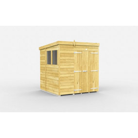 6 x 7 Feet Pent Shed - Double Door With Windows - Wood - L214 x W185 x H201 cm