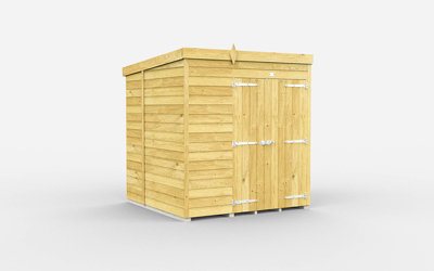 6 x 7 Feet Pent Shed - Double Door Without Windows - Wood - L214 x W185 x H201 cm