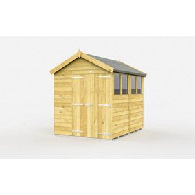 6 x 8 Feet Apex Shed - Double Door With Windows - Wood - L243 x W175 x H217 cm
