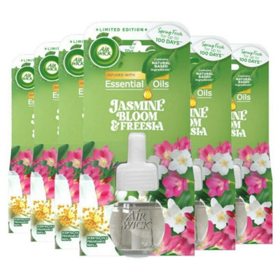 6 x Air Wick Plug In Air Freshener Single Refill Jasmine Bloom