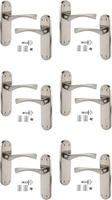 6 x Astrid Stainless Steel Modern Chrome Door Backplate Handles Hinge & Latch