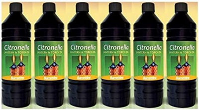 6 x Barrettine Citronella Natural Extracts Insect Repellent Lantern Torch Oil 1L