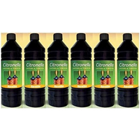 6 x Barrettine Citronella Natural Extracts Insect Repellent Lantern Torch Oil 1L