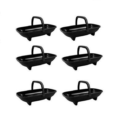 6 x Black Garden Trug Planter 53cm Plastic Basket Plant Pot With Handle