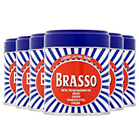 6 x Brasso Metal Polish Wadding 75g For Brass Copper Stainless Steel & Chrome