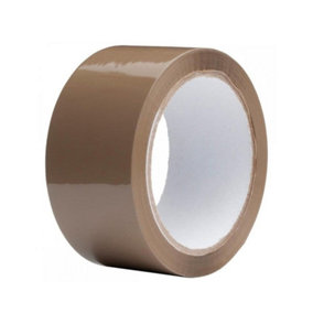 6 x Brown Super Sticky Long Lasting Low Noise 50mm x 66m Parcel Sealing Packaging Tape