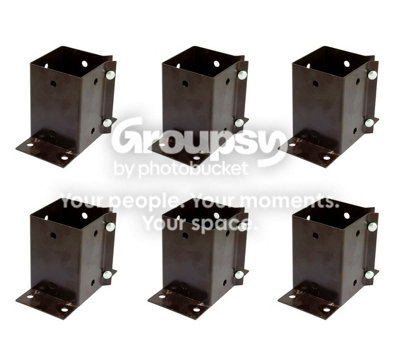 6 x Fence Post Holder Support Flush Fit Shoe Anchor Clamp Grip Brown ...