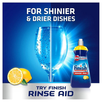 6 x Finish Liquid Dishwasher Rinse Aid Lemon Sparkle 400ml Quick-Dry ...
