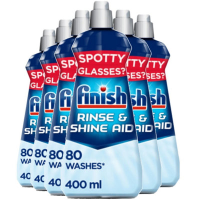 6 x Finish Rinse Aid Dishwasher Liquid 400ml Dishwashing Shinier