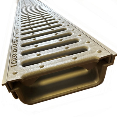 6 x Grey Ultra Low Profile Shallow Flow Drain Plastic Grating 50mm Deep ...