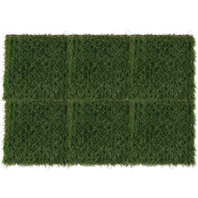 6 x Interlocking Artificial Grass Tiles - Outdoor Garden Faux Fake Lawn for Patio, Decking, Balcony, Yard - Each Tile 30 x 30cm