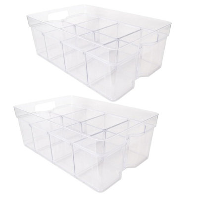 6 x Large (55x35x12.5cm) Stackable Modular Adjustable Plastic ...