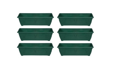 6 x Large Venetian Patio Planter Trough Plant Pot 60cm Plastic Green Colour Pot