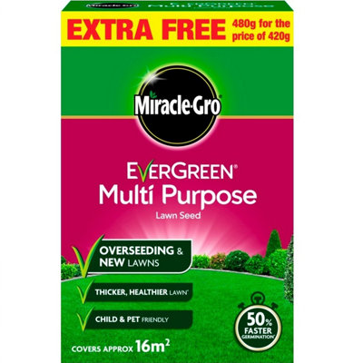 6 x Miracle-Gro Evergreen Multi Purpose Lawn Seed 480g