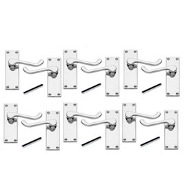 6 x Pairs of Victorian Scroll Polished Chrome Lever Latch Door Handles 120mm Long Premium Quality
