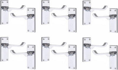 6 x Pairs of Victorian Scroll Polished Chrome Lever Latch Internal Door Handles 120mm Long Premium Quality