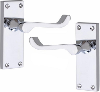6 x Pairs of Victorian Scroll Polished Chrome Lever Latch Internal Door Handles 120mm Long Premium Quality
