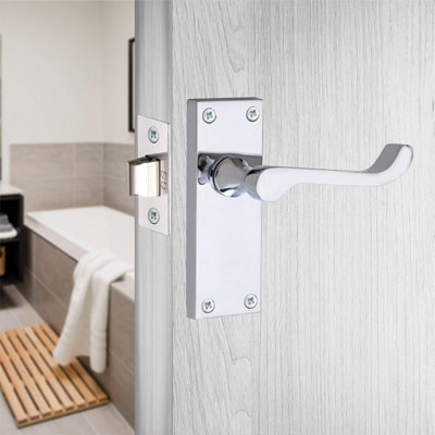 6 x Pairs of Victorian Scroll Polished Chrome Lever Latch Internal Door Handles 120mm Long Premium Quality