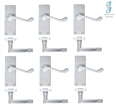 6 x Pairs of Victorian Scroll Satin Brushed Chrome Lever Latch Door Handles 120mm Long - Golden Grace