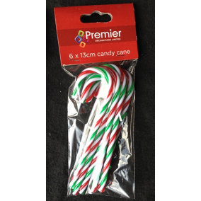 6 x Plastic Christmas Candy Canes 13cm Decorations Arts & Crafts