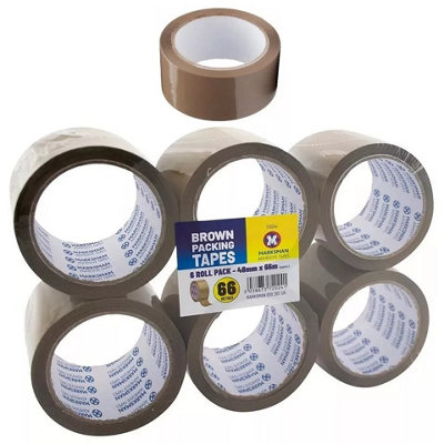 6 X Rolls Brown Packing Tape Stationary 48mm X 66m Parcel Sellotape 