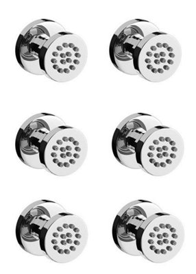 6 x Round Shower Massage Body Jet Sprayers in Chrome DIY at B&Q