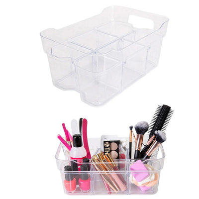 6 x Small (25.5x18.5x9cm) Adjustable & Stackable Storage Organisers With Modular Compartments For Crafts & Beads