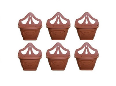 6 x Small 31cm Venetian Wall Planter Basket Garden Pot Plastic Terracotta Colour