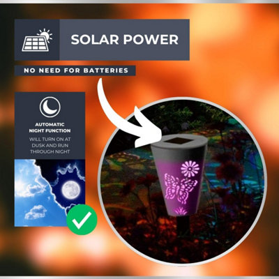 6 x Smart Garden Filigree Colour Changing Silhouette Post Bollard Solar Light - 7