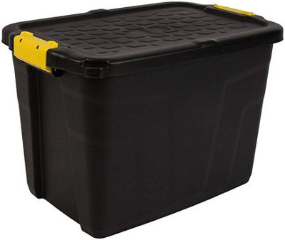 6 x Strata Heavy Duty Storage Box, Secure Stackable Case, 60 Litres, 60 ...