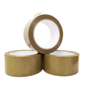 6 x Strong Sticky Brown Long Lasting 50mm x 66m Parcel Packaging Tape