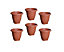 6 x Terracotta Colour Round Venetian Pot Decorative Plastic Garden Flower Planter Pot 24cm