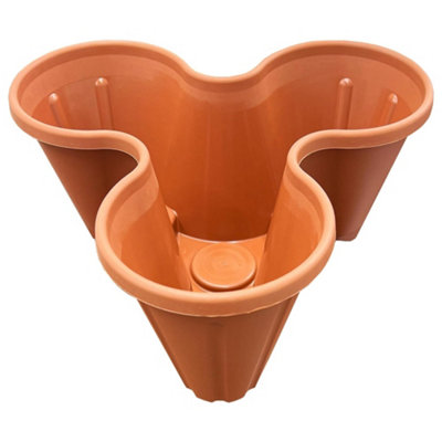6 x Terracotta Trio 3 Pot Strawberry Stacking Planters For Planting, Gardening, Herbs & Flowers