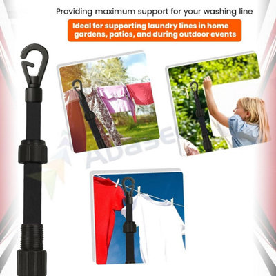 6 x Washing Line Pole - Telescopic Clothes Line Prop - Heavy Duty ...