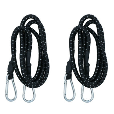 60" Bungee Rope With Carabina Hooks Cords Shock Elastic Clips X 2 TE821 ...