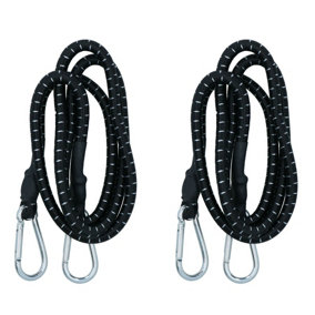 60" Bungee Rope With Carabina Hooks Cords Shock Elastic Clips x 2 TE821