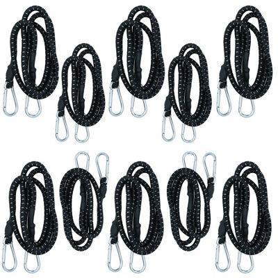60" Bungee Strap with Metal Carabiners Hook Tie Down Fastener Holder
