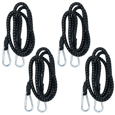 60" Bungee Strap with Metal Carabiners Hook Tie Down Fastener Holder 4pc